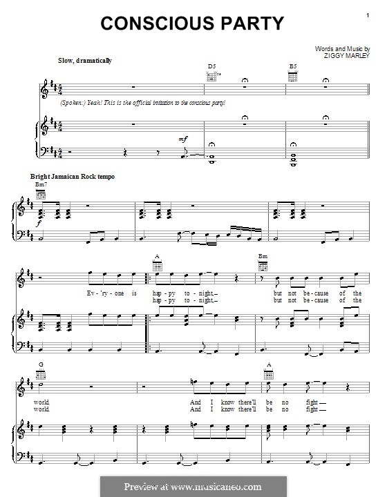 Conscious Party: Für Stimme und Klavier (oder Gitarre) by Ziggy Marley