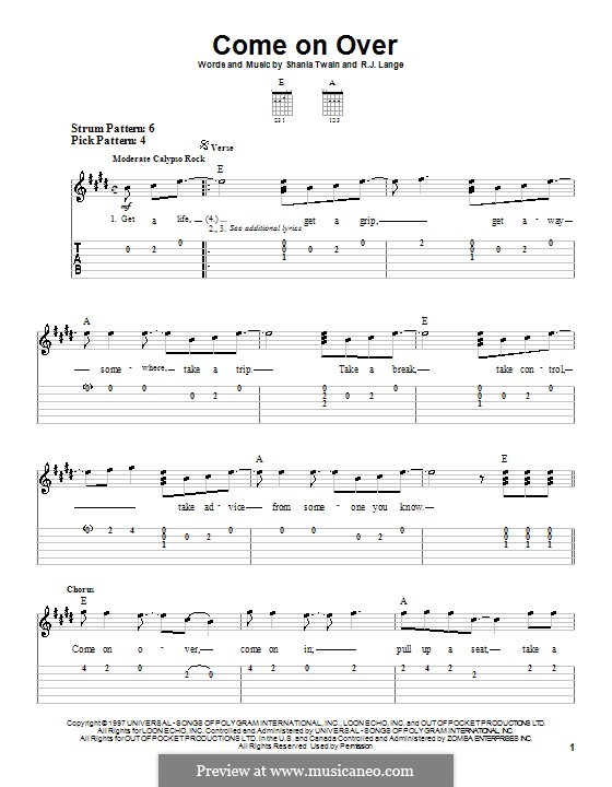 Come on Over: Für Gitarre (Sehr leichte Fassung) by Robert John Lange, Shania Twain