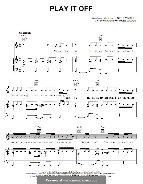 Play It Off (Nelly): Für Stimme und Klavier (oder Gitarre) by Charles Edward Hugo, Cornell Haynes, Pharrell Williams