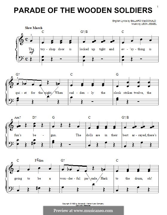 Parade of the Wooden Soldiers: Einfache Noten für Klavier by Leon Jessel