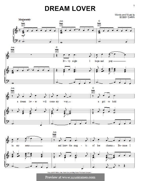 Dream Lover: Für Stimme und Klavier (oder Gitarre) by Bobby Darin