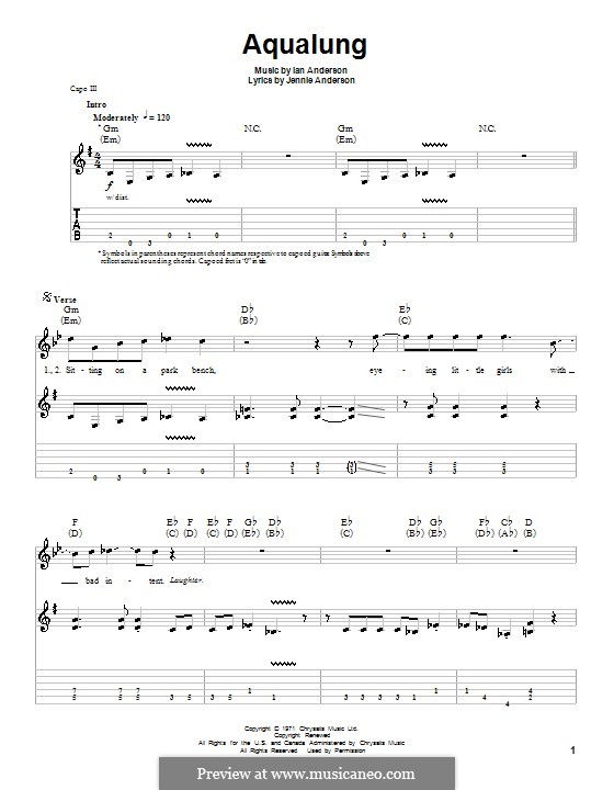 Aqualung (Jethro Tull): Für Gitarre mit Tab by Ian Anderson, Jennie Anderson
