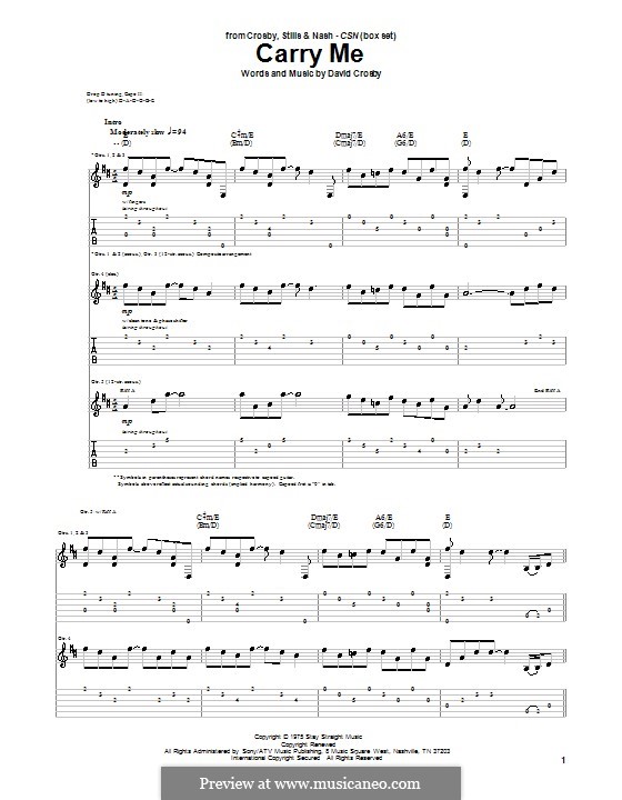 Carry Me (Crosby, Stills & Nash): Für Gitarre mit Tabulatur by David Crosby