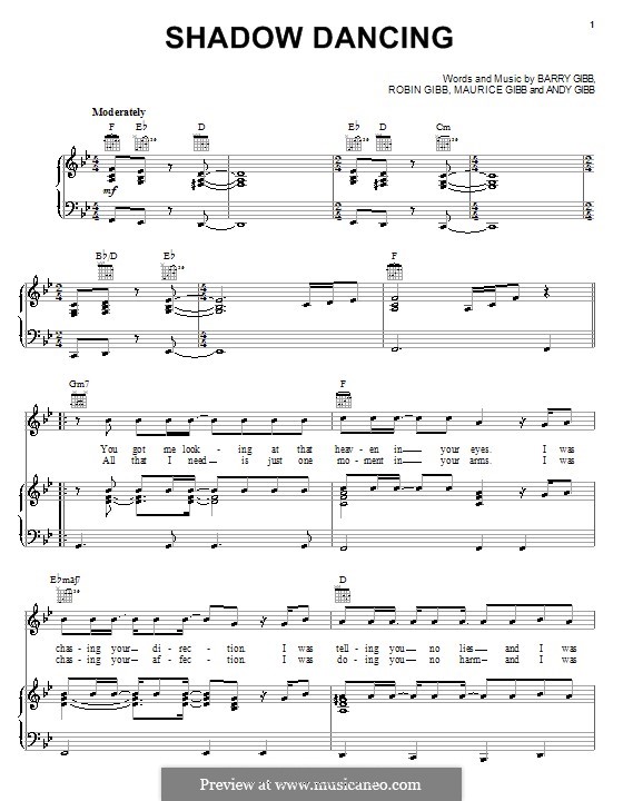 Shadow Dancing (Andy Gibb): Für Stimme und Klavier (oder Gitarre) by Barry Gibb, Maurice Gibb, Robin Gibb