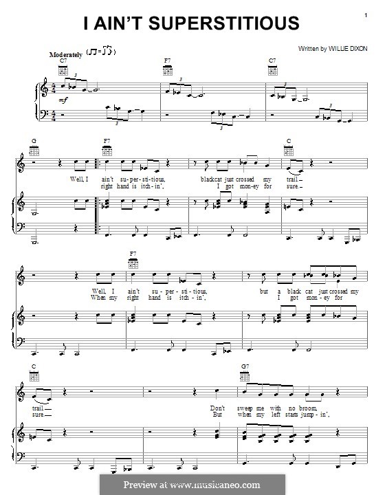 I Ain't Superstitious: Für Stimme und Klavier (oder Gitarre) by Willie Dixon