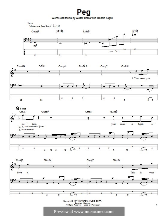 Peg (Steely Dan): Für Bassgitarre mit Tabulatur by Donald Fagen, Walter Becker