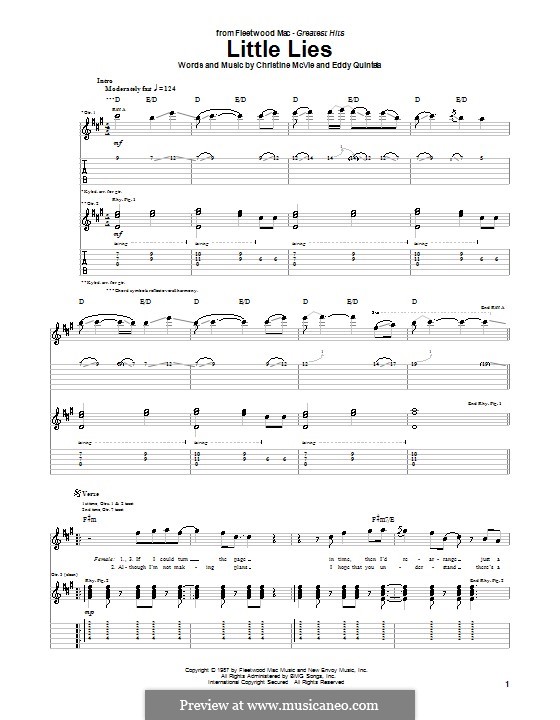 Little Lies (Fleetwood Mac): Für Gitarre mit Tabulatur by Christine McVie, Eddy Quintela