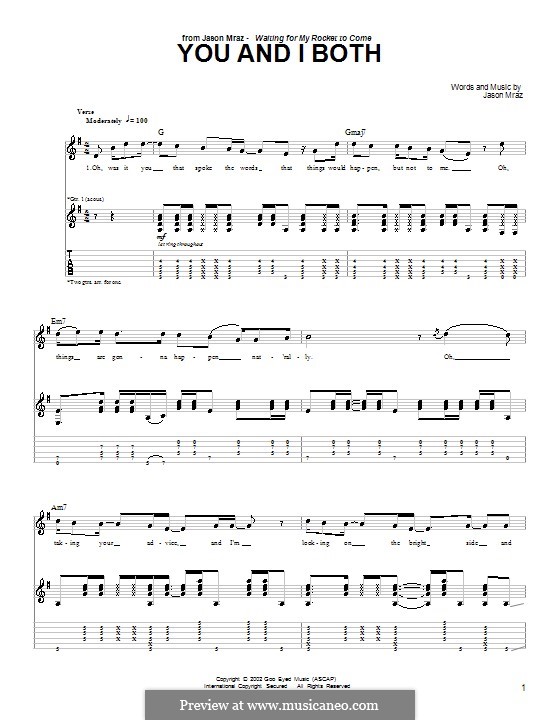 You and I Both: Für Gitarre mit Tab by Jason Mraz