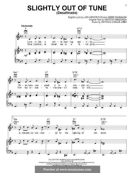 Desafinado (Slightly Out of Tune): Für Stimme und Klavier (oder Gitarre) by Antonio Carlos Jobim