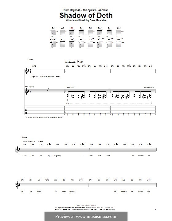 Shadow of Deth (Megadeth): Für Gitarre mit Tab by Dave Mustaine