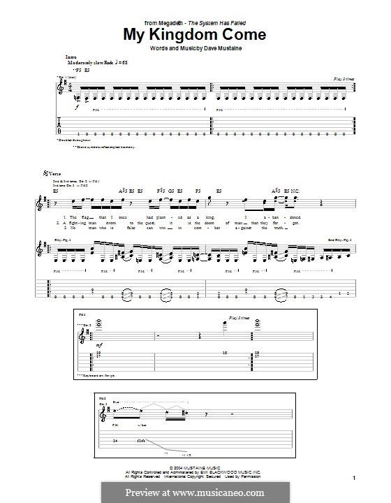 My Kingdom Come (Megadeth): Für Gitarre mit Tab by Dave Mustaine