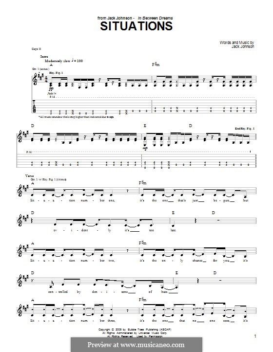Situations: Für Gitarre mit Tabulatur by Jack Johnson