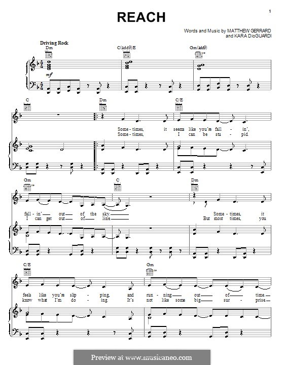 Reach (from Ice Princess): Für Stimme mit Klavier oder Gitarre (Caleigh Peters) by Kara DioGuardi, Matthew Gerrard