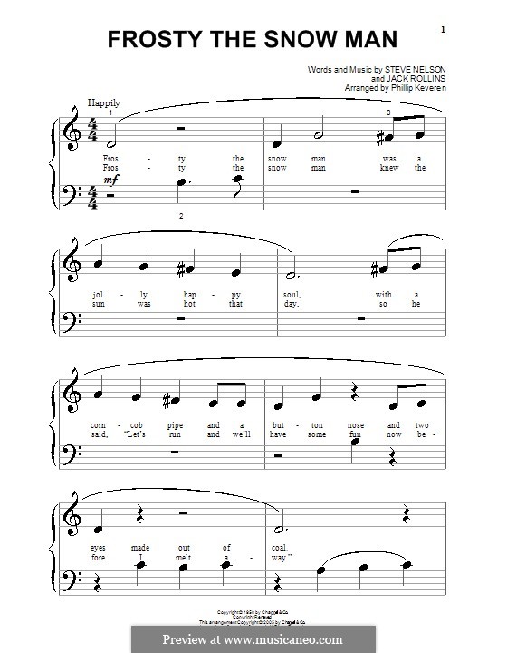 Frosty the Snow Man, for Piano: Sehr leichte Fassung by Jack Rollins, Steve Nelson