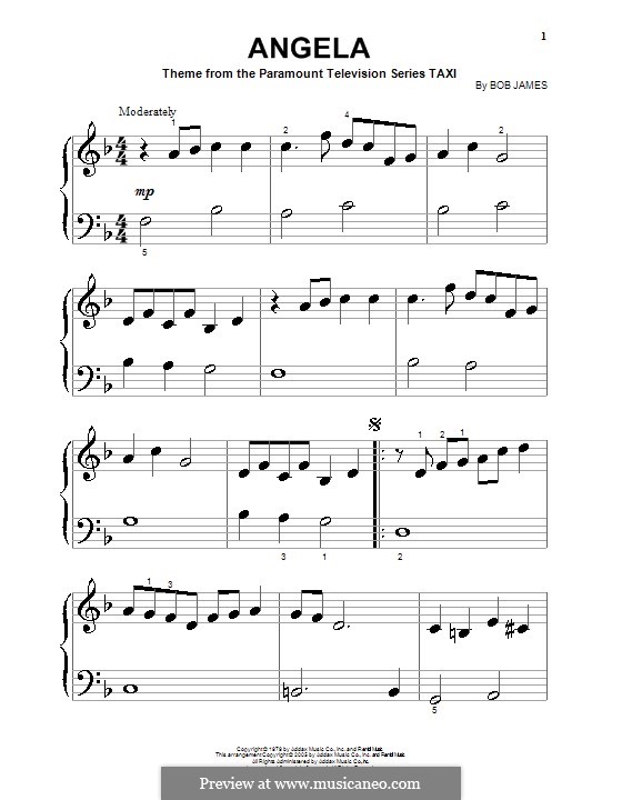 Angela (theme from Taxi): Für Klavier (sehr leichte Fassung) by Bob James
