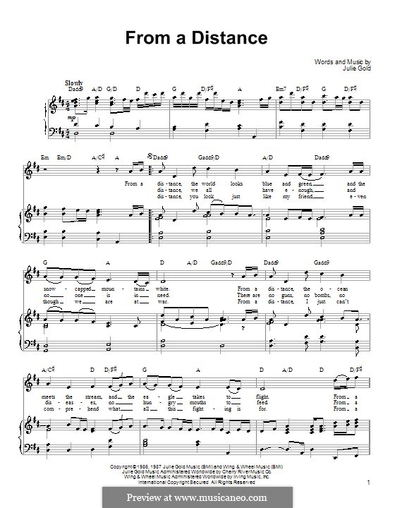 From a Distance: Für Stimme mit Klavier oder Gitarre (Ronan Tynan) by Julie Gold