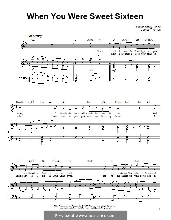 When You were Sweet Sixteen: Für Stimme und Klavier (oder Gitarre) by James Thornton
