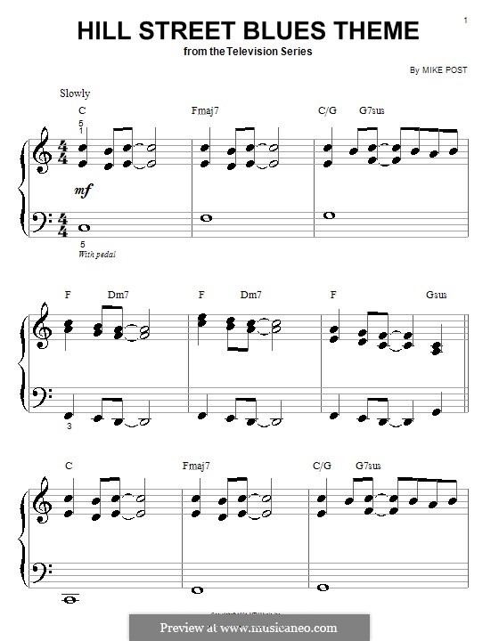 Hill Street Blues Theme: Für Klavier (sehr leichte Fassung) by Mike Post
