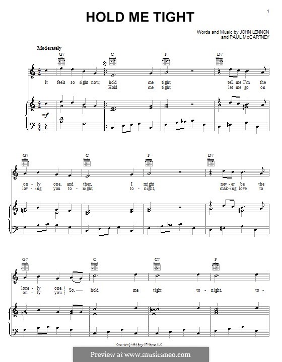 Hold Me Tight (The Beatles): Für Stimme und Klavier (oder Gitarre) by John Lennon, Paul McCartney