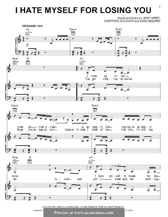 I Hate Myself for Losing You (Kelly Clarkson): Für Stimme und Klavier (oder Gitarre) by Jimmy Harry, Kara DioGuardi, Sheppard Solomon