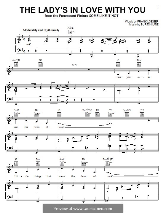 The Lady's in Love with You: Für Stimme und Klavier (oder Gitarre) by Burton Lane