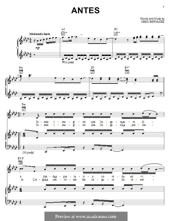 Antes: Für Stimme und Klavier (oder Gitarre) by Obie Bermudez