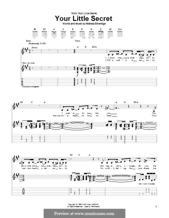 Your Little Secret: Für Gitarre mit Tabulatur by Melissa Etheridge