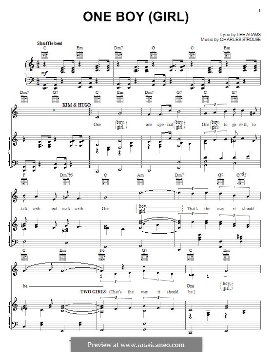 One Boy (Girl) from Bye Bye Birdie: Für Stimme und Klavier (oder Gitarre) by Charles Strouse