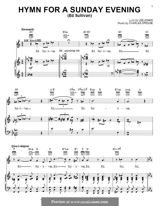 Hymn for a Sunday Evening (Ed Sullivan): Für Stimme und Klavier (oder Gitarre) by Charles Strouse