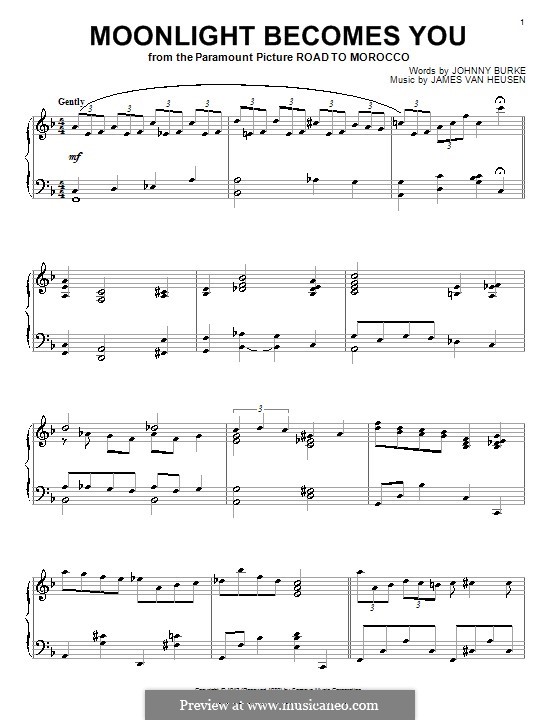 Moonlight Becomes You: Für Klavier by Jimmy Van Heusen