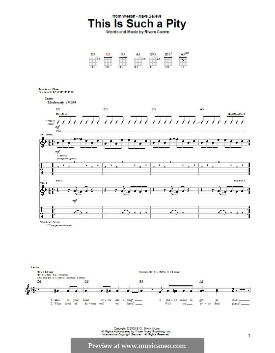 This Is Such a Pity (Weezer): Für Gitarre mit Tabulatur by Rivers Cuomo