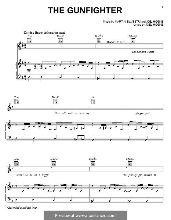 The Gunfighter (from Johnny Guitar): Für Stimme und Klavier (oder Gitarre) by Martin Silvestri