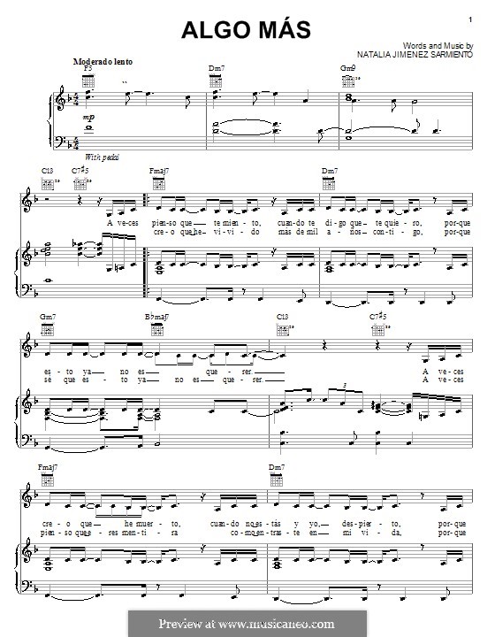 Algo Más: Für Stimme und Klavier (oder Gitarre) by Natalia Jimenez Sarmiento