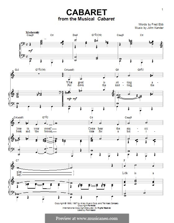 Cabaret (Liza Minnelli): Für Stimme und Klavier (oder Gitarre) by John Kander