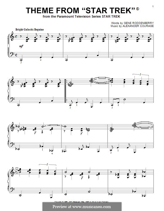 Star Trek. Theme: Für Klavier by Alexander Courage
