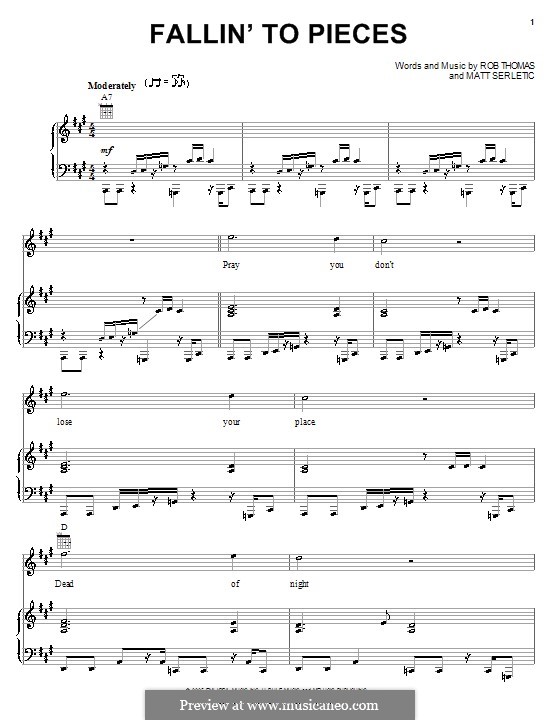 Fallin' to Pieces: Für Stimme und Klavier (oder Gitarre) by Matt Serletic