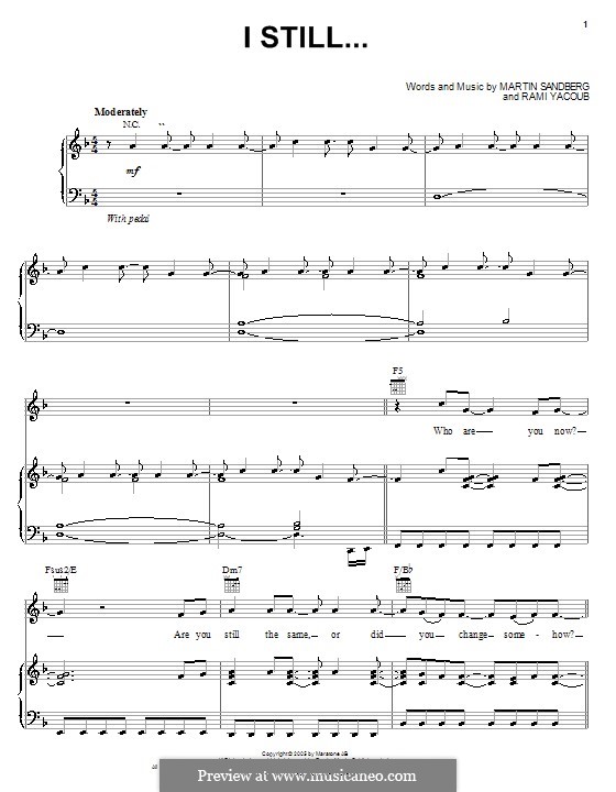 I Still... (Backstreet Boys): Für Stimme und Klavier (oder Gitarre) by Max Martin, Rami Yacoub