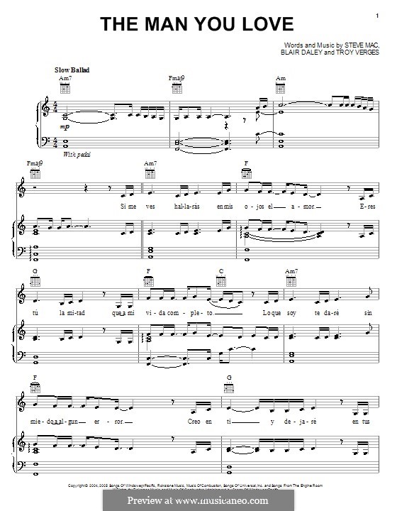 The Man You Love (Il Divo): Für Stimme und Klavier (oder Gitarre) by Blair Daley, Steve Mac, Troy Verges