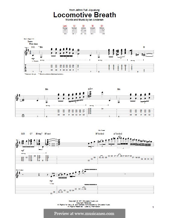 Locomotive Breath (Jethro Tull): Für Gitarre mit Tab by Ian Anderson