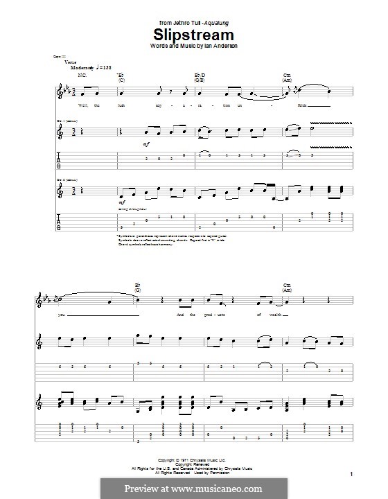 Slipstream (Jethro Tull): Für Gitarre mit Tab by Ian Anderson