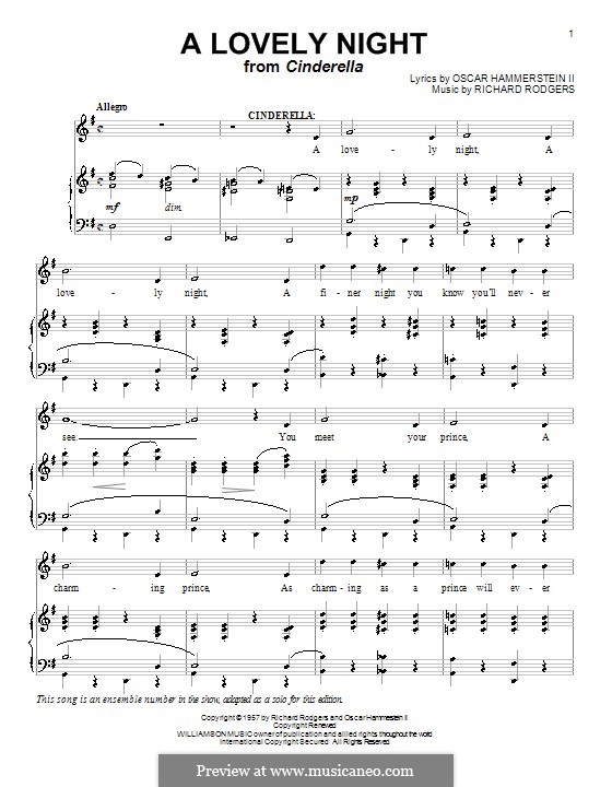 A Lovely Night (from Cinderella): Für Stimme mit Klavier oder Gitarre by Richard Rodgers