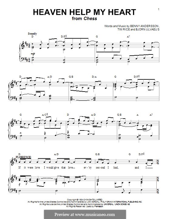 Heaven Help My Heart: Für Stimme und Klavier (oder Gitarre) by Benny Andersson, Björn Ulvaeus