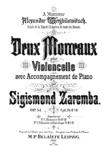 Zwei Stücke für Violoncello und Klavier, Op.54: Zwei Stücke für Violoncello und Klavier by Sigismund Saremba