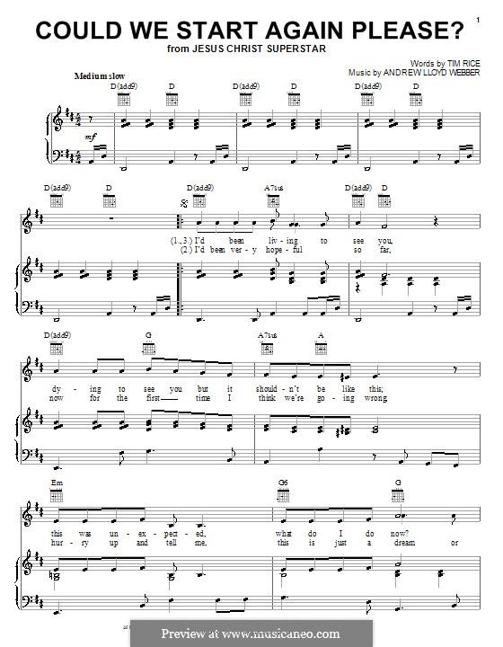 Could We Start Again Please?: Für Stimme und Klavier (oder Gitarre) by Andrew Lloyd Webber