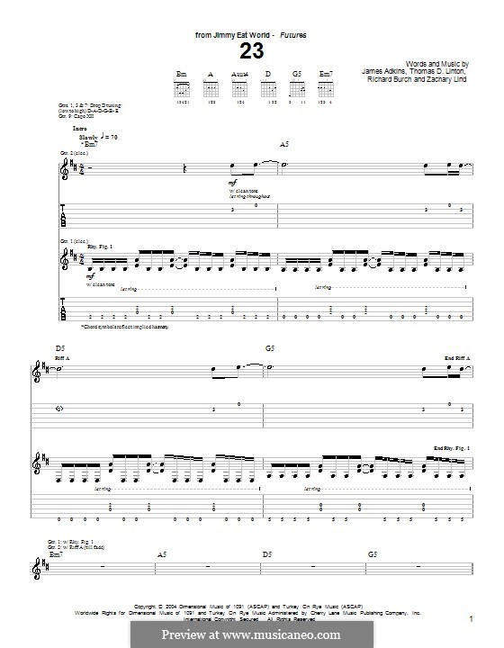 23 (Jimmy Eat World): Für Gitarre mit Tab by James Adkins, Richard Burch, Thomas D. Linton, Zachary Lind