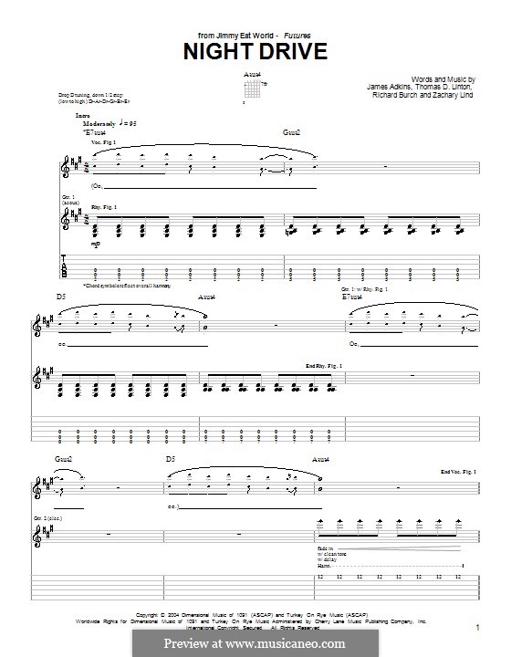 Night Drive (Jimmy Eat World): Für Gitarre mit Tab by James Adkins, Richard Burch, Thomas D. Linton, Zachary Lind