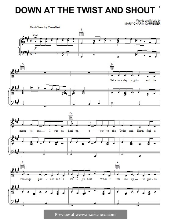 Down at the Twist and Shout: Für Stimme und Klavier (oder Gitarre) by Mary Chapin Carpenter