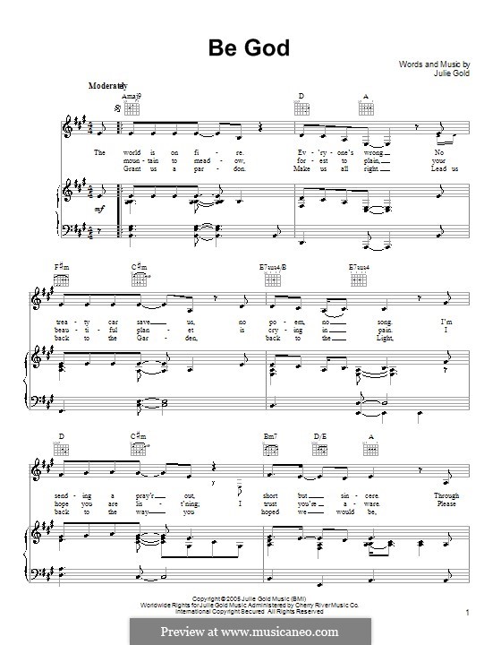 Be God: Für Stimme und Klavier (oder Gitarre) by Julie Gold