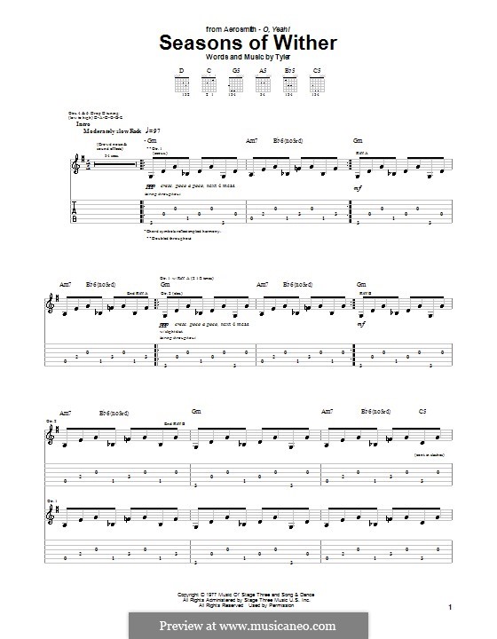 Seasons of Wither (Aerosmith): Für Gitarre mit Tab by Steven Tyler