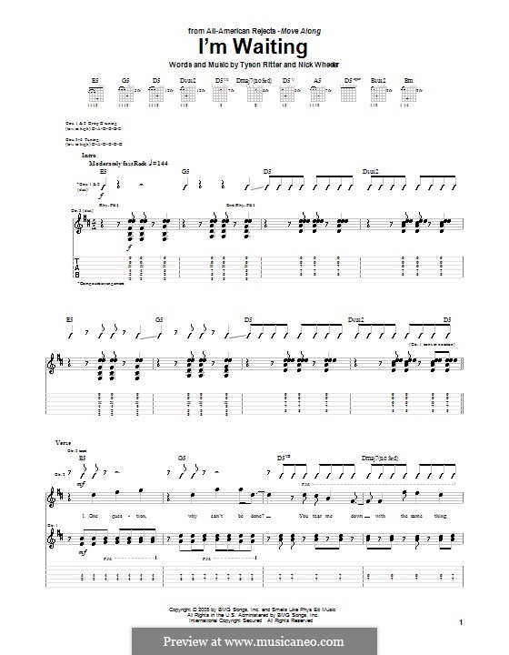 I'm Waiting (The All-American Rejects): Für Gitarre mit Tab by Nick Wheeler, Tyson Ritter